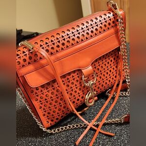 Rebecca Minkoff Vibrant Orange Crossbody with Gold Accents